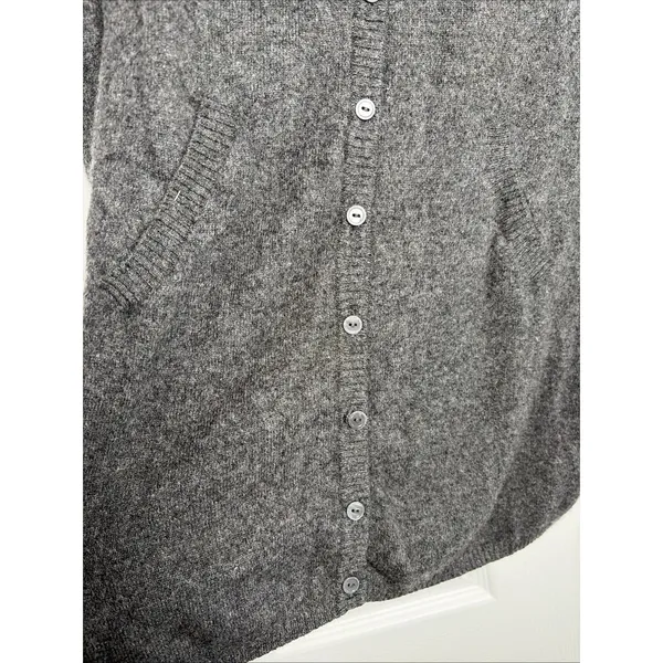 T Luxury Longline Cardigan‎ Womens M Gray Cashmere Button Front Pockets Soft - Image 4