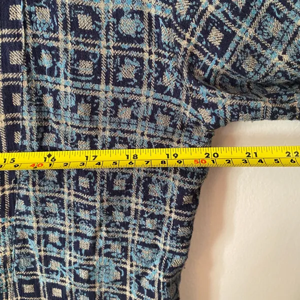 Free People Blue Plaid Button Down Shirt Tunic Western Boho Women's size XS - Image 8