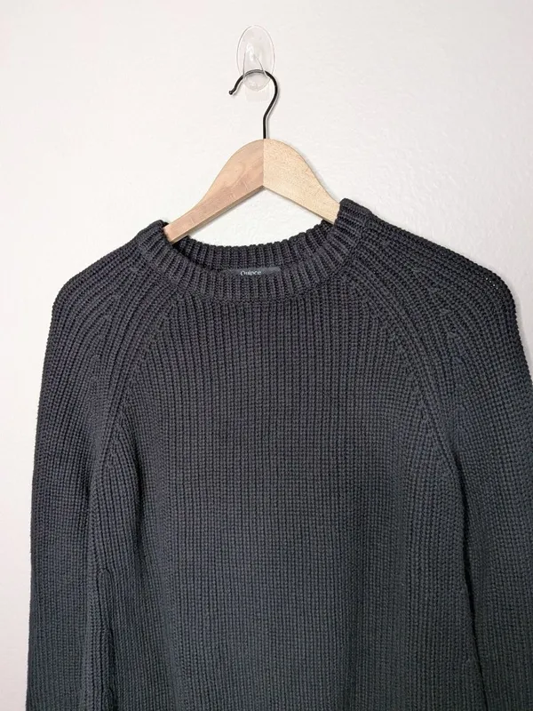 Quince Organic Cotton Black Knit Fisherman Sweater Size S - Image 2