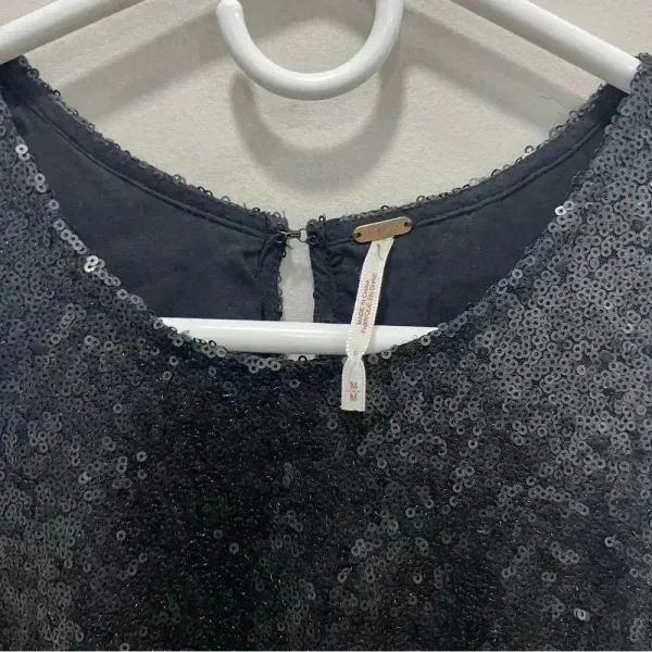 Free People blue sequin liquid shine mini dress M concert cocktail party - Image 8