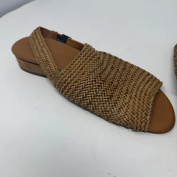 Paul Green Woven Slingback Flat Sandal Tan Braided Leather Womens Size 9.5 - Image 3