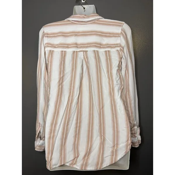 American Eagle Outfitters Shirt Womens XS White Stripe Button Long Sleeve Top - Image 5