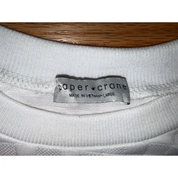 Paper Crane Womens L Comfort Quilted Cropped Sweatshirt Pullover Boxy Lounge - Image 5