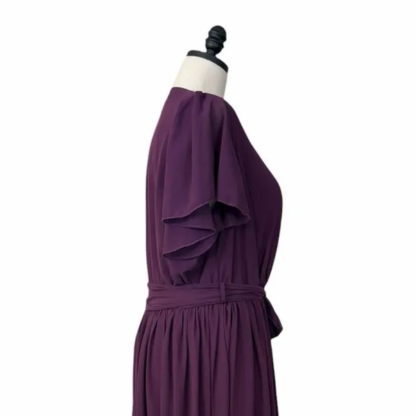 Baltic Born Maxi Dress 3XL Wrap V Neck Flutter Sleeve Belted Plum Purple Gown - Image 9