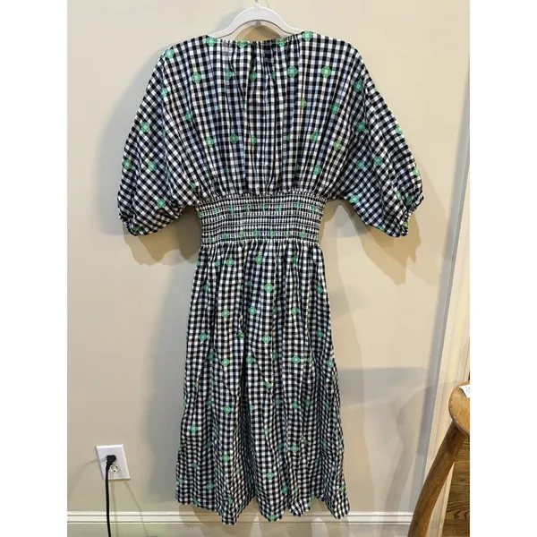 Kate Spade Womens‎ Dress Size Small Gingham Smocked Voile Empire Waist Midi - Image 11