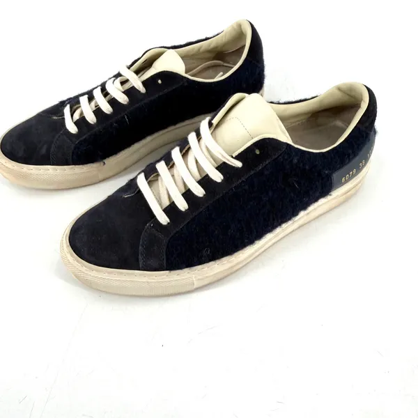 Common Projects Tournament Low Sneakers Womens 38‎ Navy Wool Leather Minimalist - Image 10