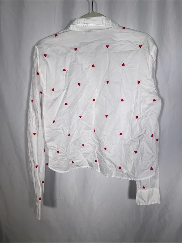 Old Navy Womens Heart Cropped Button Down Shirt Medium Tall New With Tags - Image 5
