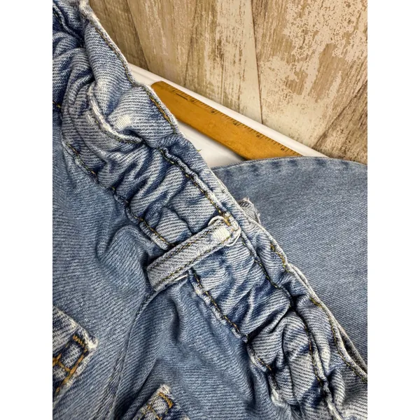 ZARA High‎ Waisted Denim Jeans Paperbag Waist Straight Leg Women S - Image 8