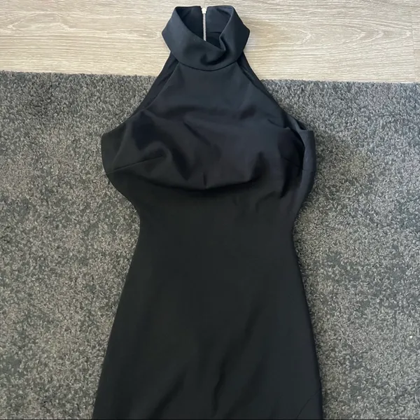 Aqua Open Back Halter Formal Gown padded - Image 3