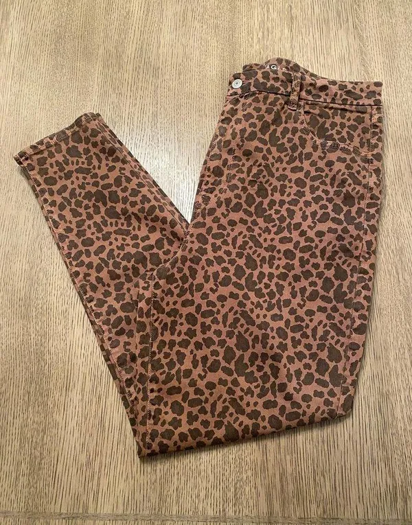 American Eagle Curvy Super Hi-Rise Brown Leopard Print Jegging Jeans Size 18 - Image 2