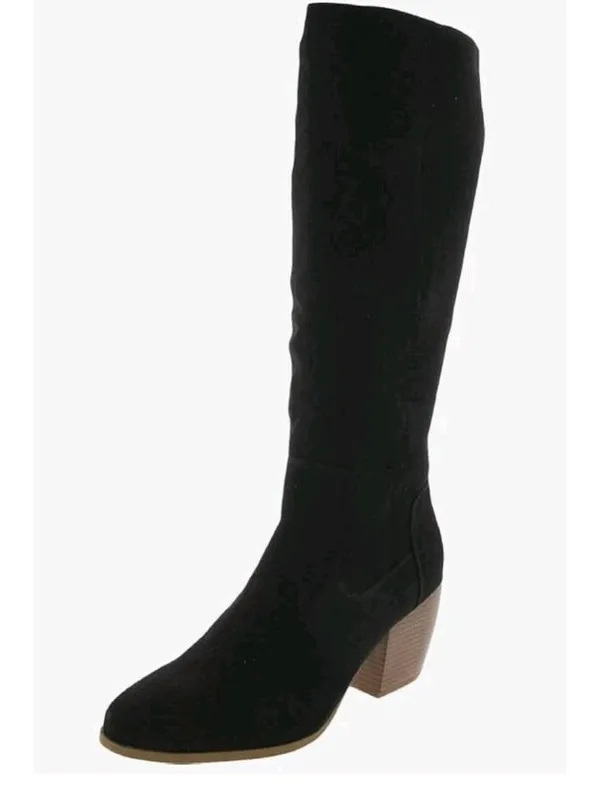 Womens Faux Suede Mid Calf Knee Boots Black Size 11 Preppy Minimalist Fall NEW - Image 7
