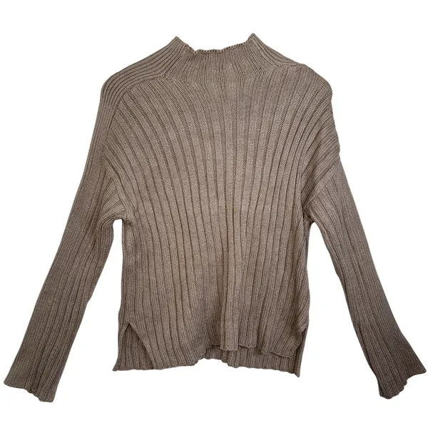 Abercrombie & Fitch Brown Ribbed Knit Long Sleeve Mock Neck Sweater Top Size S - Image 2