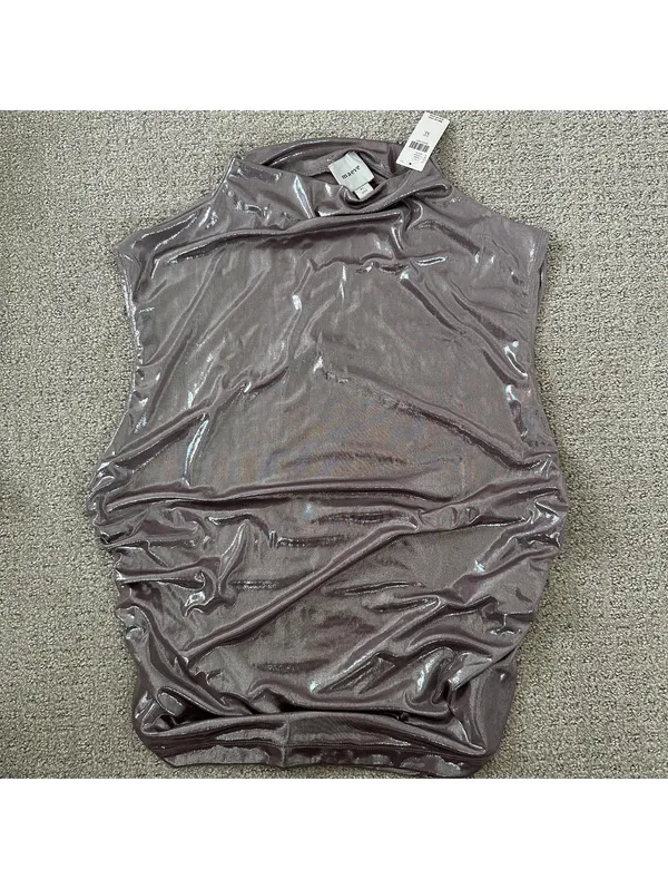 Maeve Mock Neck Sleeveless Ruched Shine Tank Top Anthropologie NWT XL Mauve - Image 5