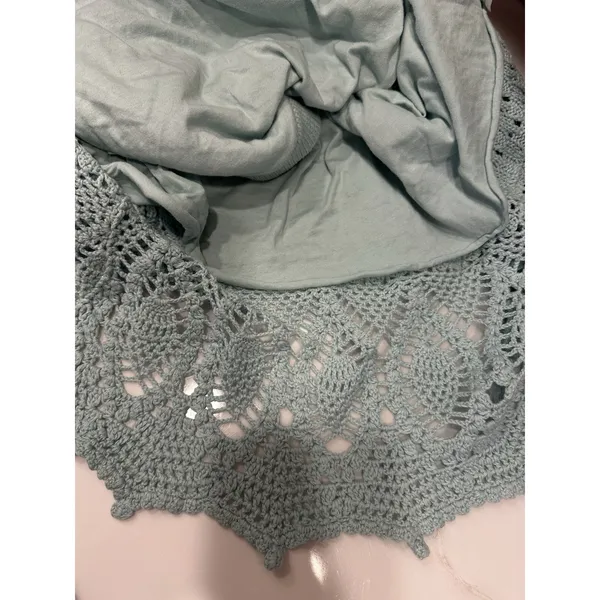 Athleta Crochet Knit Skirt Mint Green Cotton Eyelet Scalloped Hem SizeSmall Boho - Image 3
