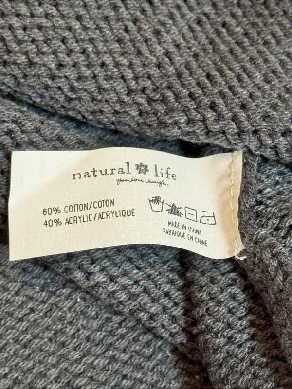 Natural Life Navy Blue Open Knit Sweater M Oversized Boho Crochet Trim Boat Neck - Image 8