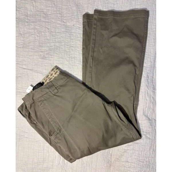 Prana Olive Green Linen Blend High Waisted Triple Button Crop Pants Size 8 - Image 8