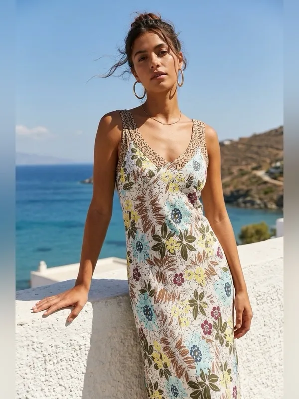 Globe Trotter V-Neck Sleeveless Floral Dress Size M - Image 7