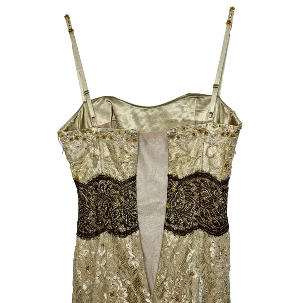 NWT Mandalay Cream Floral Lace Beaded Sequin Mermaid Evening Gown Dress Size 8 - Image 10