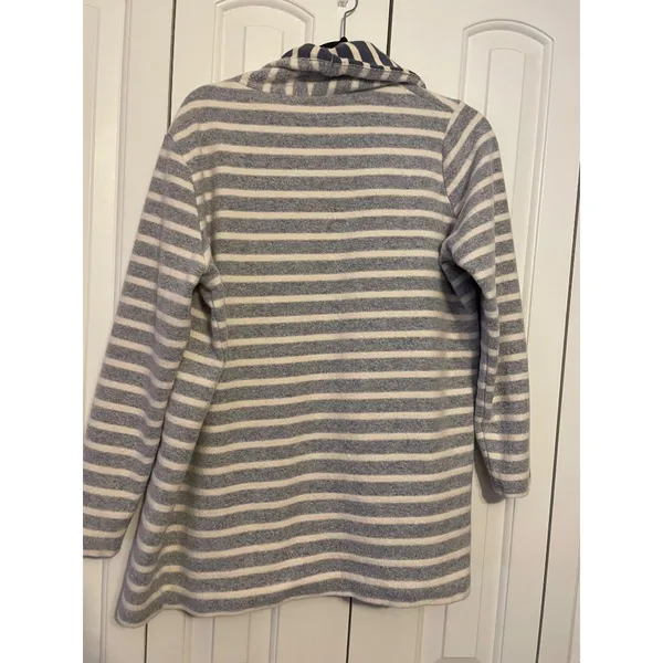 PinkBlush Striped Open Front Cardigan Sweater Women's‎ Blue White Gray - Image 4