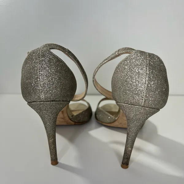 Jimmy Choo Annie D'Orsay Glitter Sparkle Ankle Strap Sandals Heels - Image 10