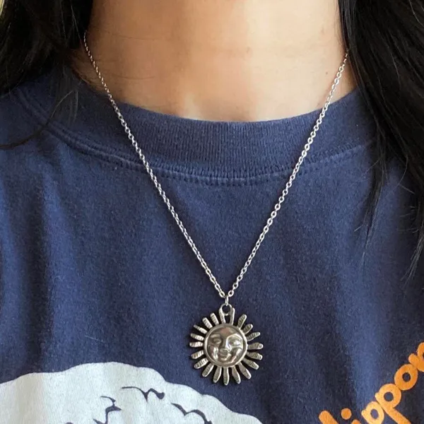Handmade fully stainless steel sun boho retro vintage style necklace☀️ - Image 3