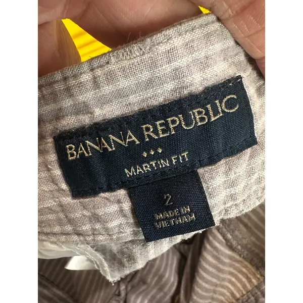 Banana Republic‎ Martin Fit Low Rise Cargo Shorts Gray White Pinstripe Womens 2 - Image 5