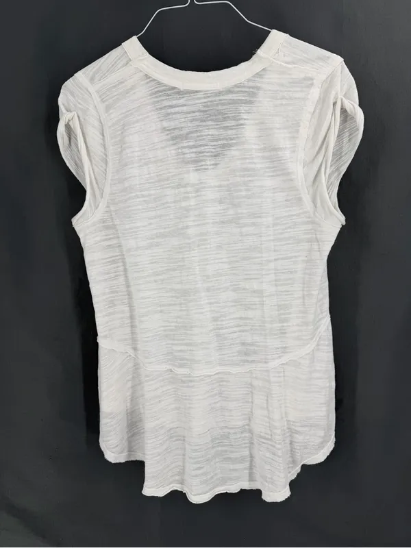 We the free sweetness white scoop neck oversized raw hem tunic Tshirt top - Image 3