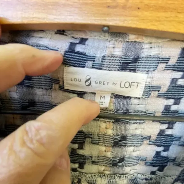 Lou & Grey LOFT houndstooth tie front cotton shirt - Image 2