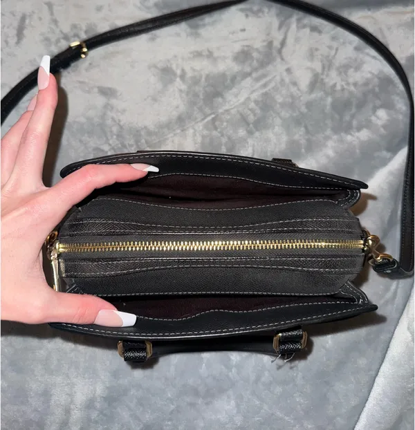 Coach Purse Black Leather - Image 3