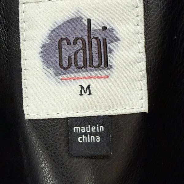CAbi James Jacket Womens Medium Black Soft‎ Faux Leather Blazer Tailored #4495 - Image 10
