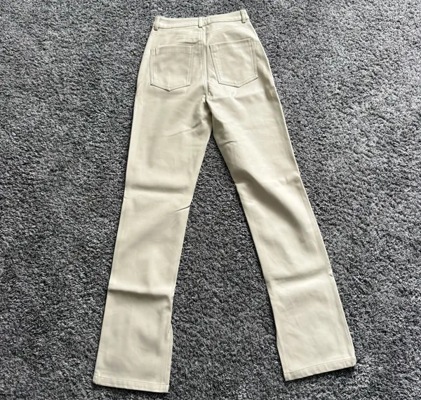 Zara Cream Boot Cut Faux Leather Pants - Image 6