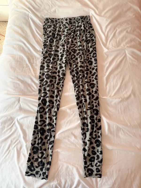 Active USA Grey Animal Print Lounge Joggers Size Small - Image 2