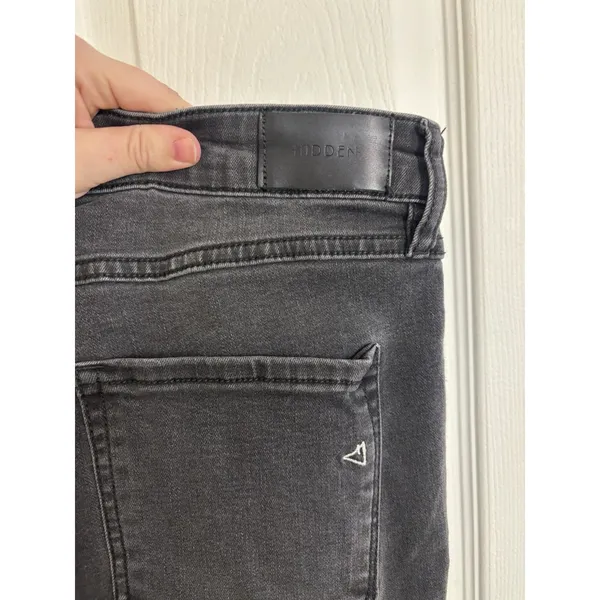 Hidden Black Bell Bottom Flare Leg Bloomer Pants Denim Size 31 Whimsigoth Boho - Image 4