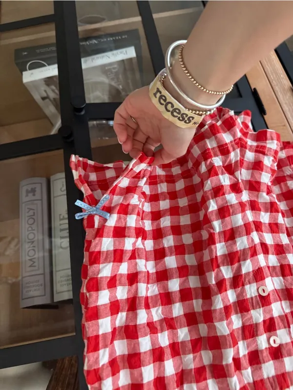 Anthropologie The Wren Boxer Shorts Bow Edition gingham high rise cotton pajamas - Image 4