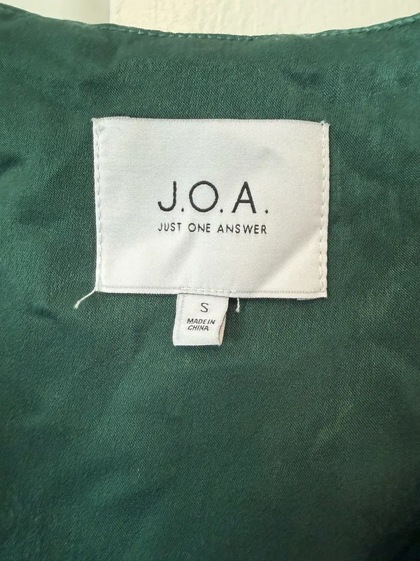 J.O.A. Dark Green Satin Wrap Dress - Image 3