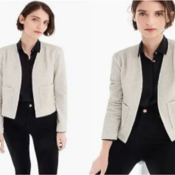 J.Crew 365 Ivory Bouclé Blazer Small Career Work Office Siren Jacket Chic - Image 2