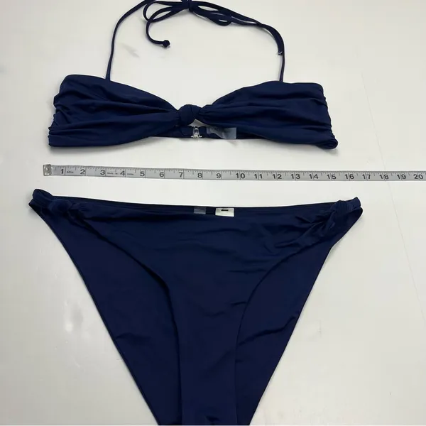 Bella‎ Dahl Swim Navy Blue Knotted Bandeau Bikini Halter Tie Womens Size Large - Image 7