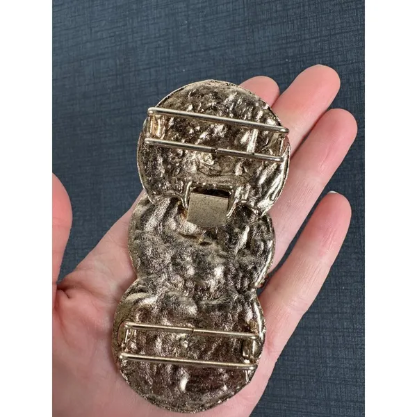 Lot of 2 Vintage Belt Buckles Rhinestones Boho Gold Tone‎ Chunky Statement - Image 8