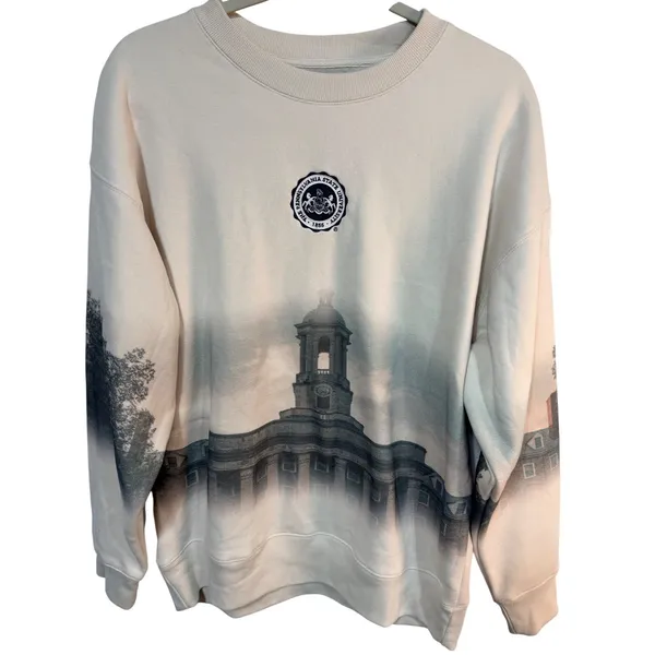 Penn State University Old Main Graphic Crewneck Sweatshirt Tan Small Collegiate - Image 2