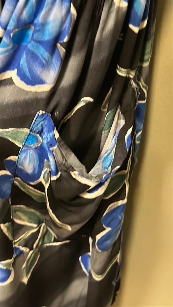 Vintage 90s Mangos & Salsa Blue Floral Drop Waist Dress - Image 3