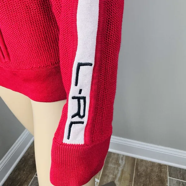 Ralph Lauren Active Red/White Hooded Zip Up Sweater Jacket Women's Size Medium‎ - Image 7