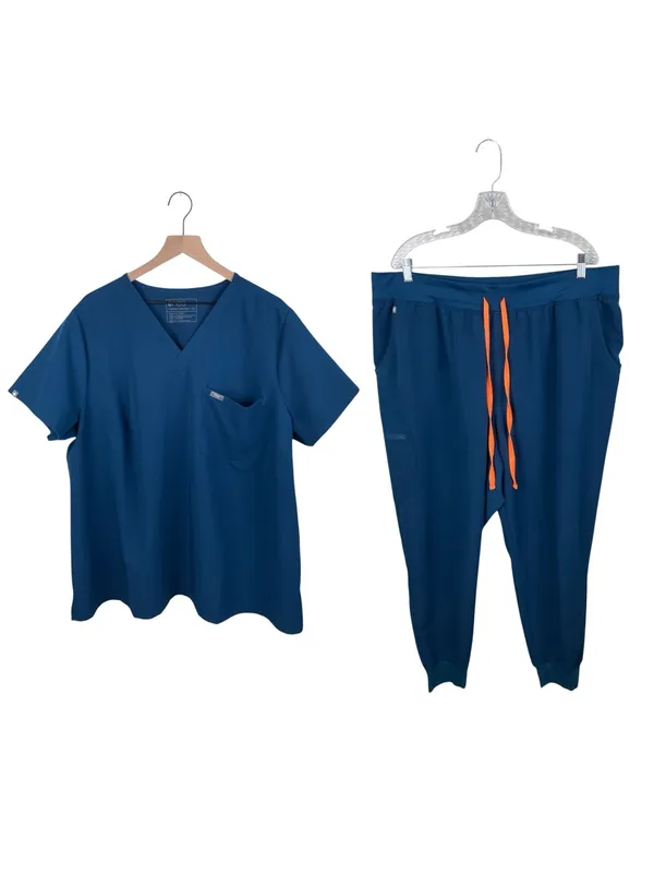Figs Catarina Scrub Top High Waisted Zamora Jogger Pants Set Size 4XL Deep Reef - Image 2