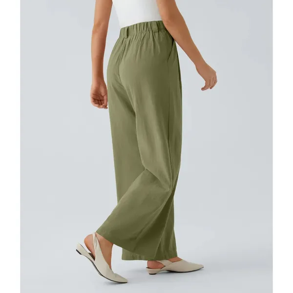 NWT Halara High Waisted Wide Leg Flowy Solid Palazzo Casual Linen-Feel Pants XL - Image 2