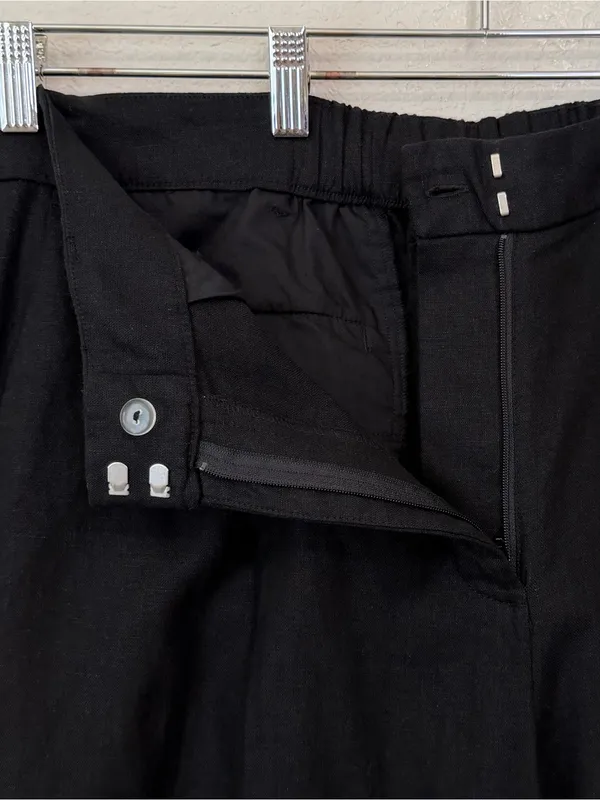 Old Navy Linen Blend Black Taylor Wide Leg Trouser Pants, Sz Large - Image 4