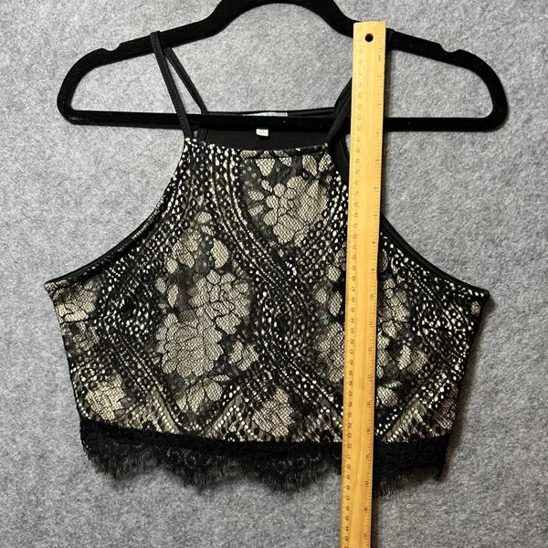 Vintage Y2K Charlotte Russe‎ Black Lace Halter Crop Top Sexy Party Sleeveless - Image 3