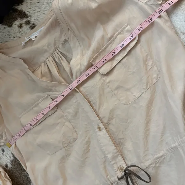 ULLA JOHNSON Tan‎ Utility Shirt Dress Size 6 Silk Button Down - Image 7