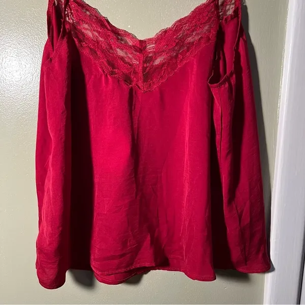 Boohoo Plus Women's Size 14 Lace‎ Trim Woven Cami Top Fuschia Pink Red V-Neck - Image 9