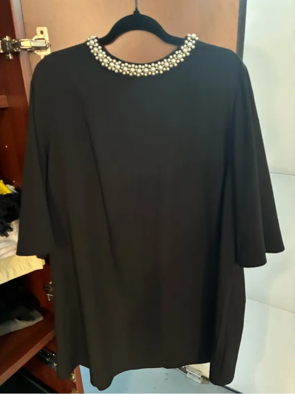 H&M Black Pearl-Trimmed Dress Size 12 - Image 3