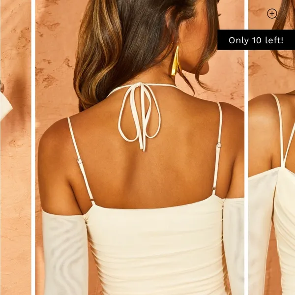 Oh Polly ODYSSEY Fluted Sleeve Mini Dress in Ivory - Image 2