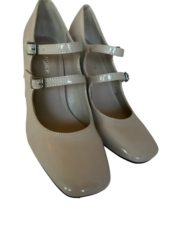 Marc Fisher Charisy Patent Taupe Heel Mary Janes Shoes Double Buckle Size 7.5 - Image 11